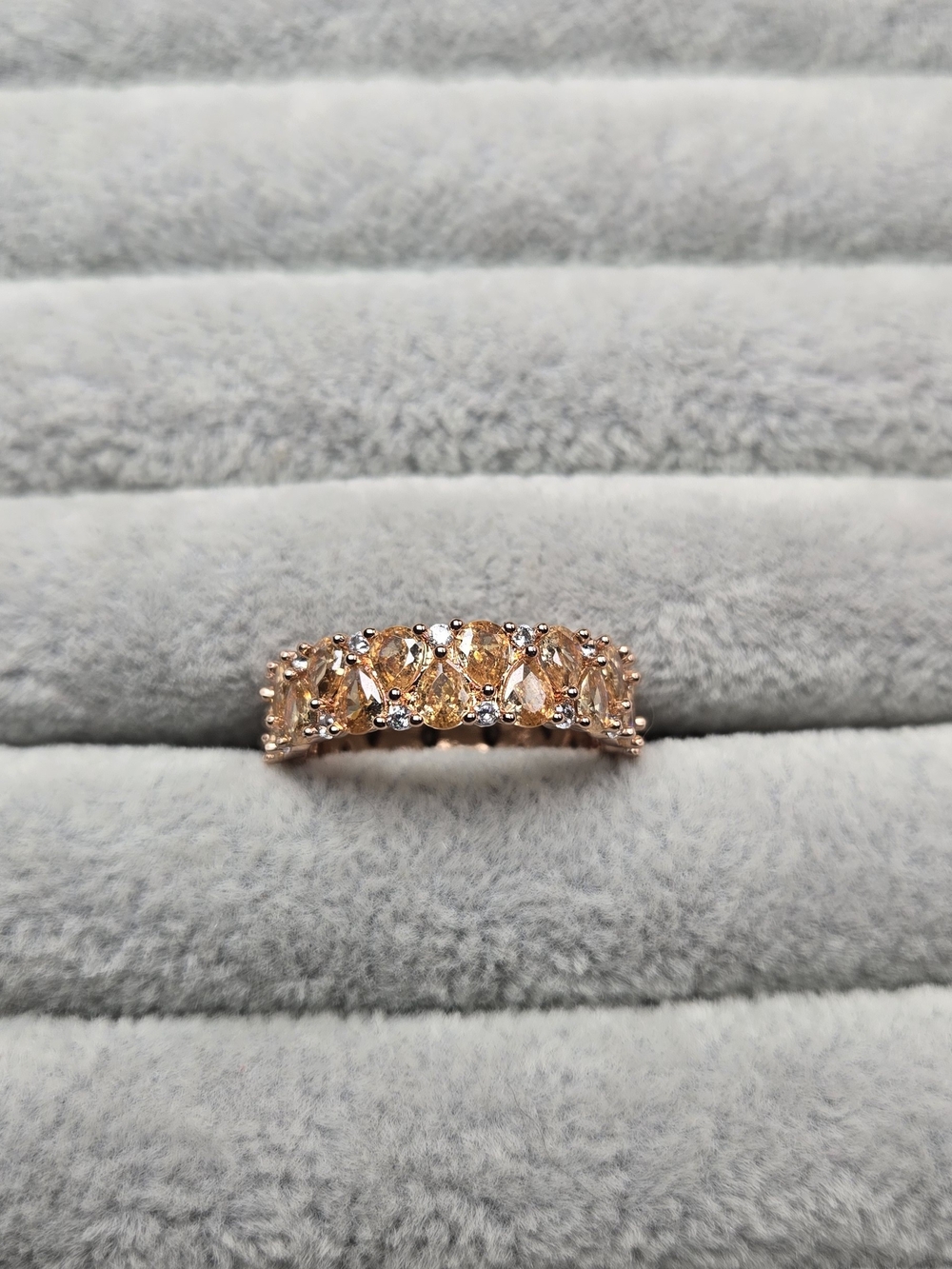 Size 7 Smokey Topaz Cubic Zirconia Rose Gold Plated November Birthday Bomb Party